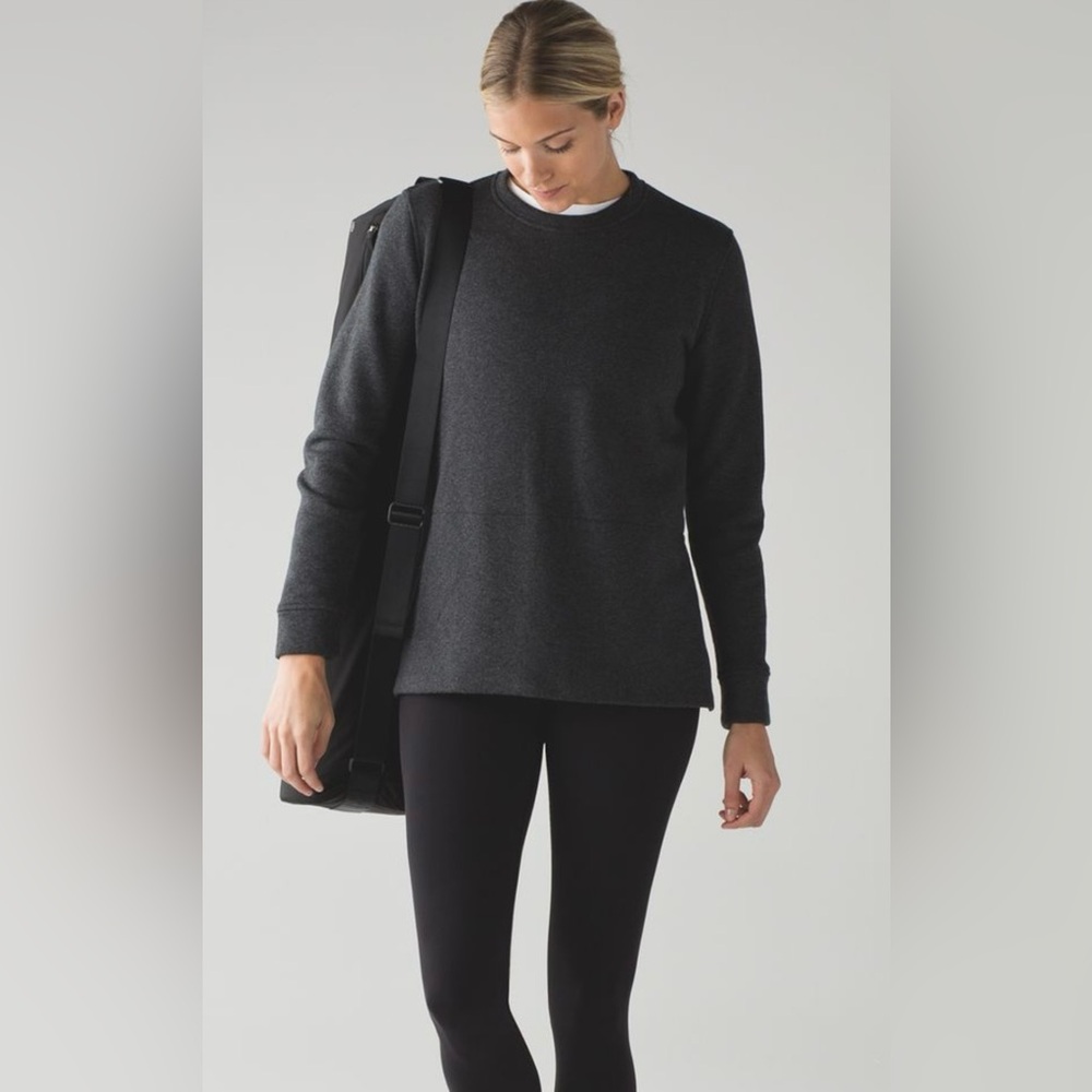Lululemon Yes Fleece Pullover Heathered Black Crewneck Sweatshirt Women’s Size4